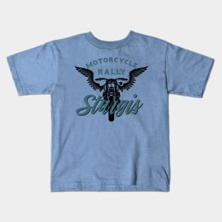 Sturgis Motorcycle Rall South Dakota - black and blue Kids T-Shirt